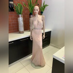 Mac Duggal Strapless Pink Pearl Dress #80595